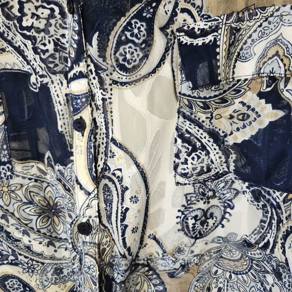 Allison Daley Sheer Paisley Blouse Womens 24W Long Sleeve Button Up Top - Picture 4 of 13